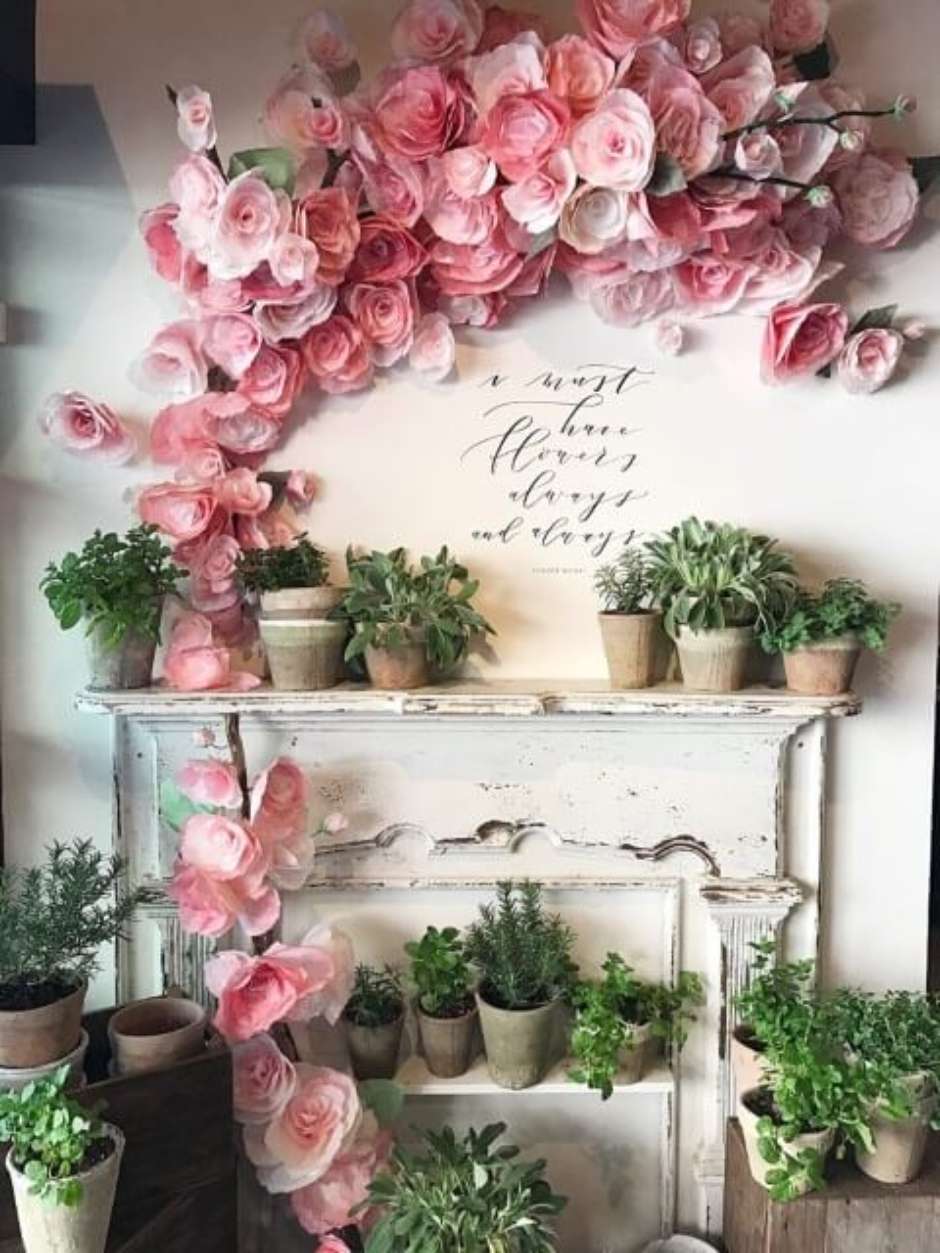ideias de painel de flores de papel para festa infantil