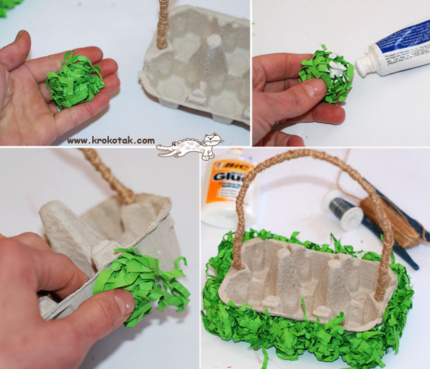 Cesta de Páscoa com material reciclado