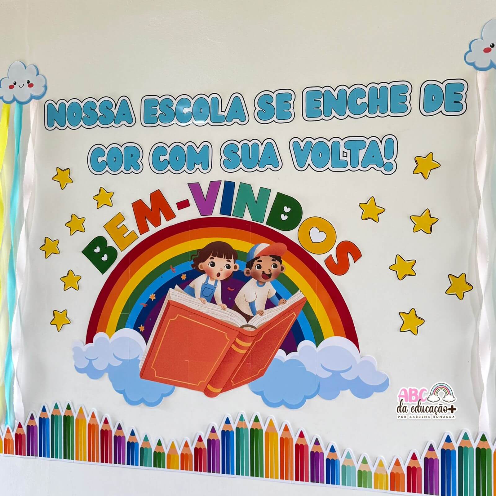 painel de boas vindas para imprimir preto e branco