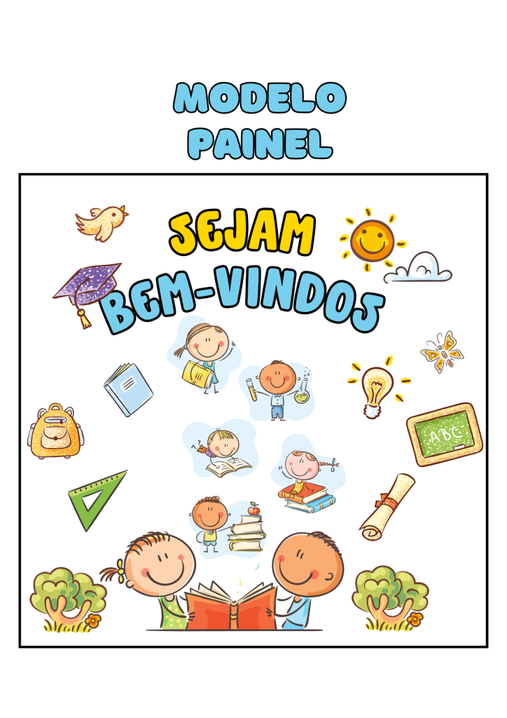 painel de boas vindas para imprimir preto e branco