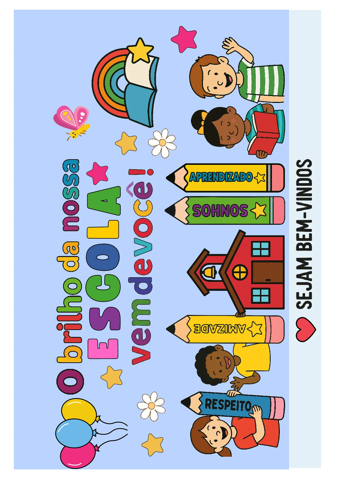 painel de boas vindas para imprimir infantil