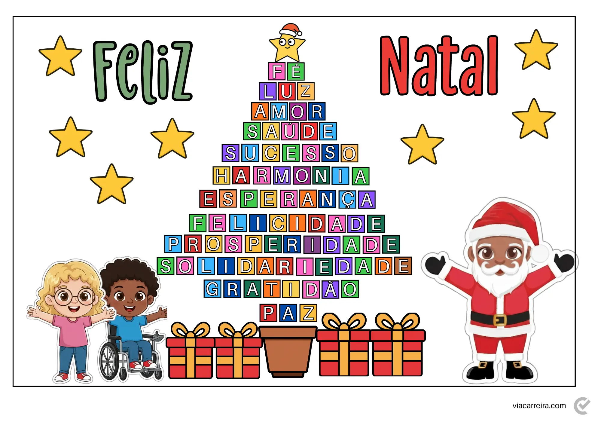 painel de natal com tema de árvores de natal