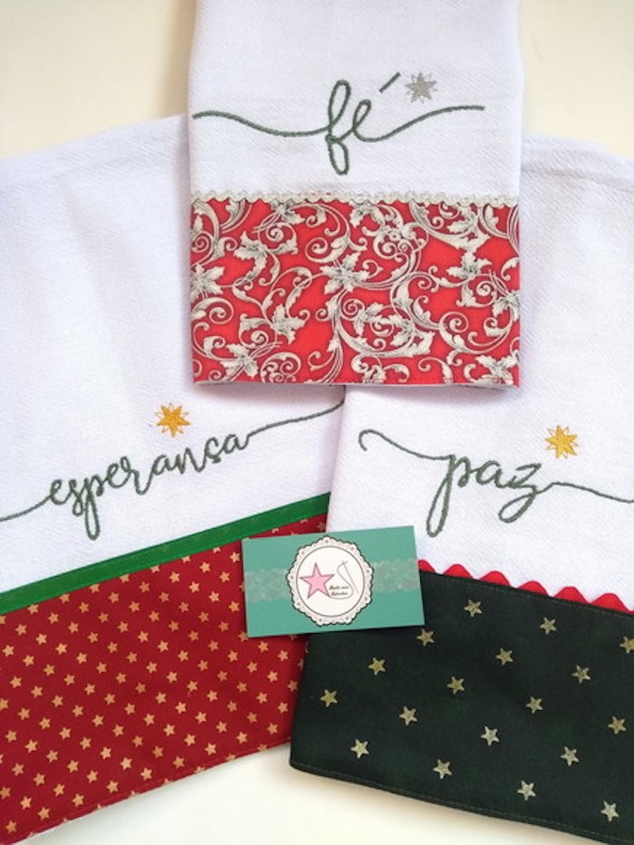 pano de prato natalino com colagem