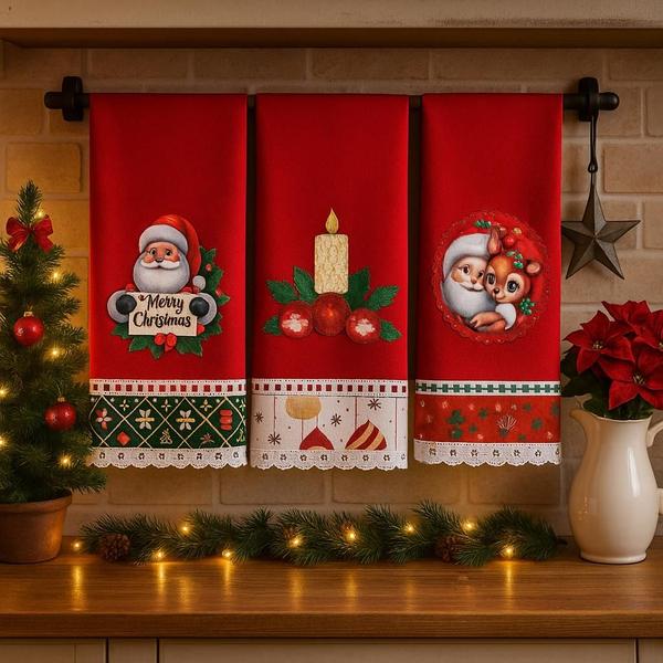 5 ideias de títulos: 1. Patchcolagem Natalina: Transforme seus Panos de Prato! 2. Guia Completo: Como Fazer Panos de Prato de Natal com Patch Aplique. 3. Ideias Criativas: Panos de Prato Temáticos para o Natal. 4. Patchcolagem para Iniciantes: Panos de Prato Festivos. 5. Decore sua Cozinha: Panos de Prato de Natal com Colagem.