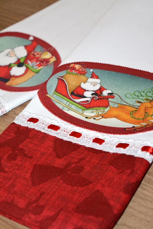 pano de prato natalino com colagem