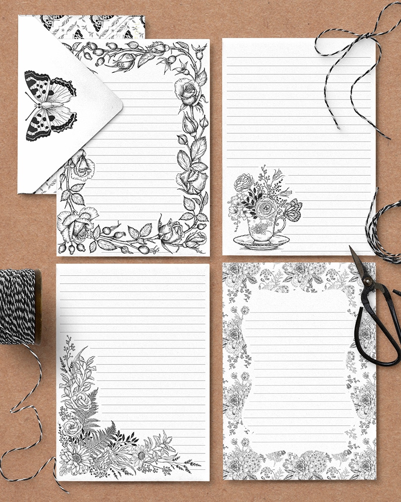 papel de carta decorado para imprimir