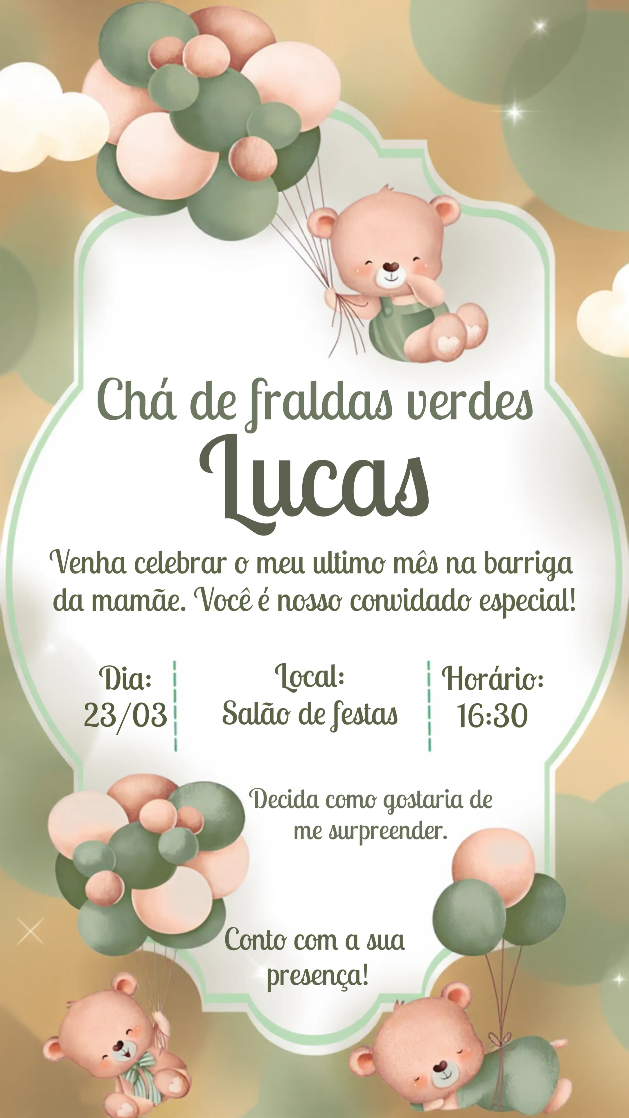 papel para convite de cha de bebe