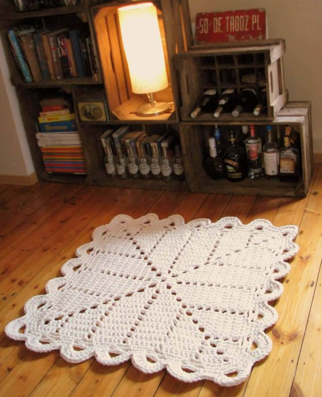 ideias criativas tapete croche quadrado para sala
