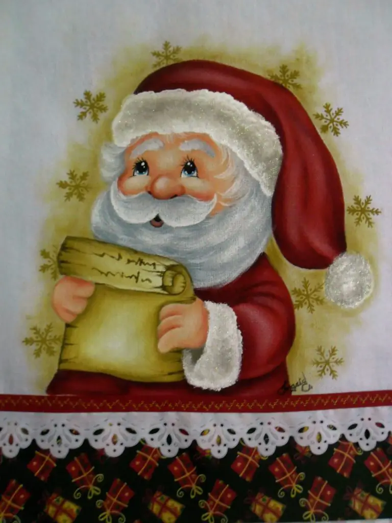 pintura em tecido de papai noel