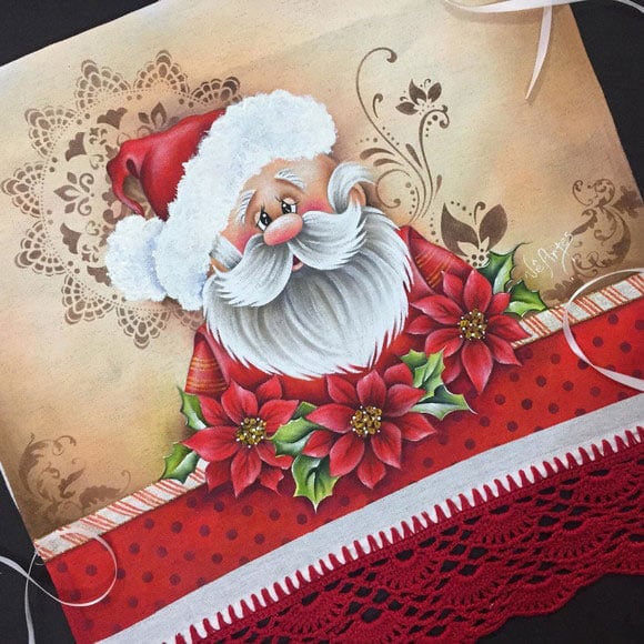 pintura em tecido de papai noel
