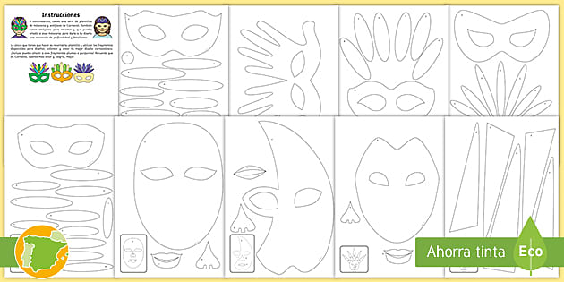 plantillas máscaras carnaval para imprimir gratis