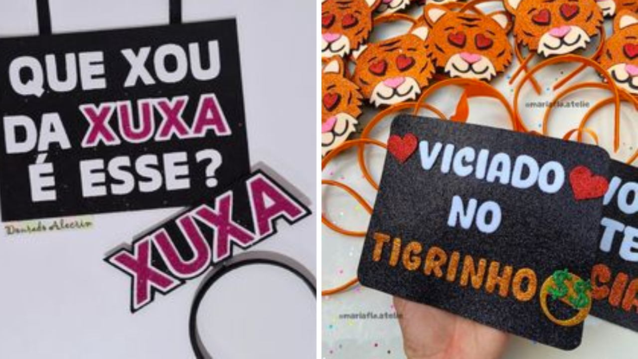 Plaquinhas de carnaval com referências a apps