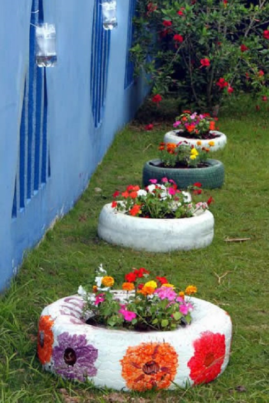 ideias criativas para decorar pneus de carro