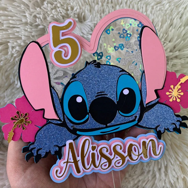 topo de bolo stitch com nome