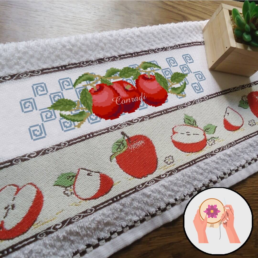 ponto cruz frutas barrado