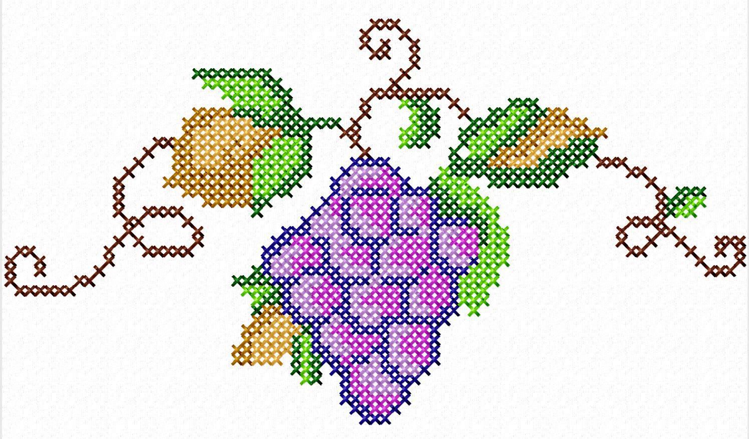 ponto cruz frutas em linha reta