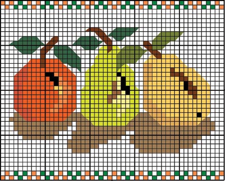 ponto cruz frutas com nome