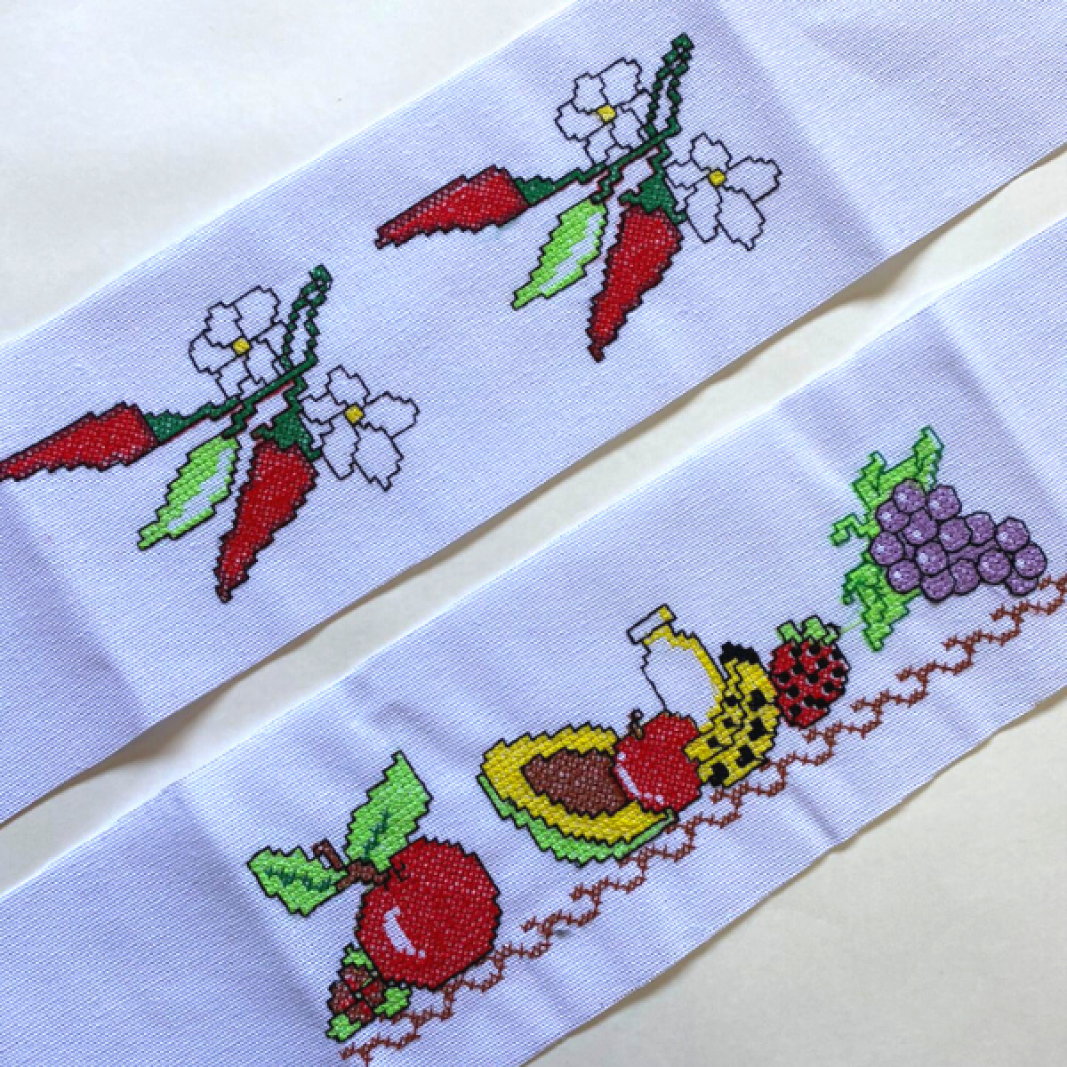 ponto cruz frutas para panos de prato