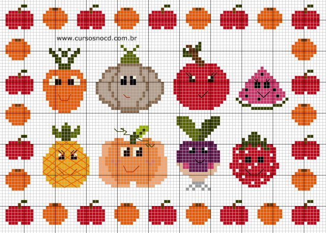 ponto cruz frutas pequenas