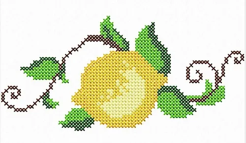 ponto cruz frutas em toalha