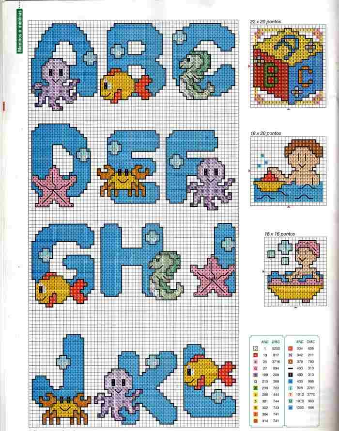 como bordar nome em ponto cruz infantil