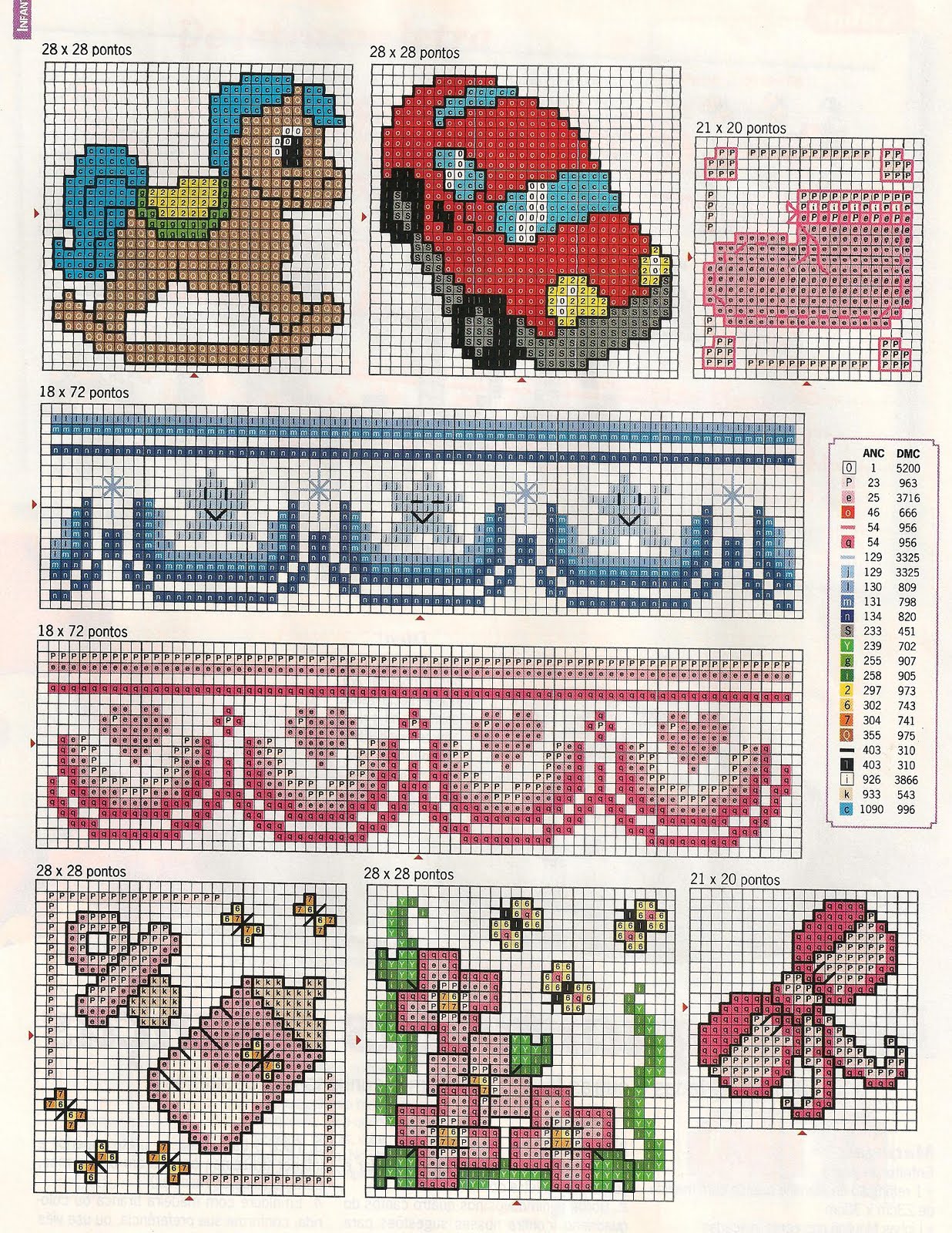 ponto cruz infantil feminino com flores pequenas