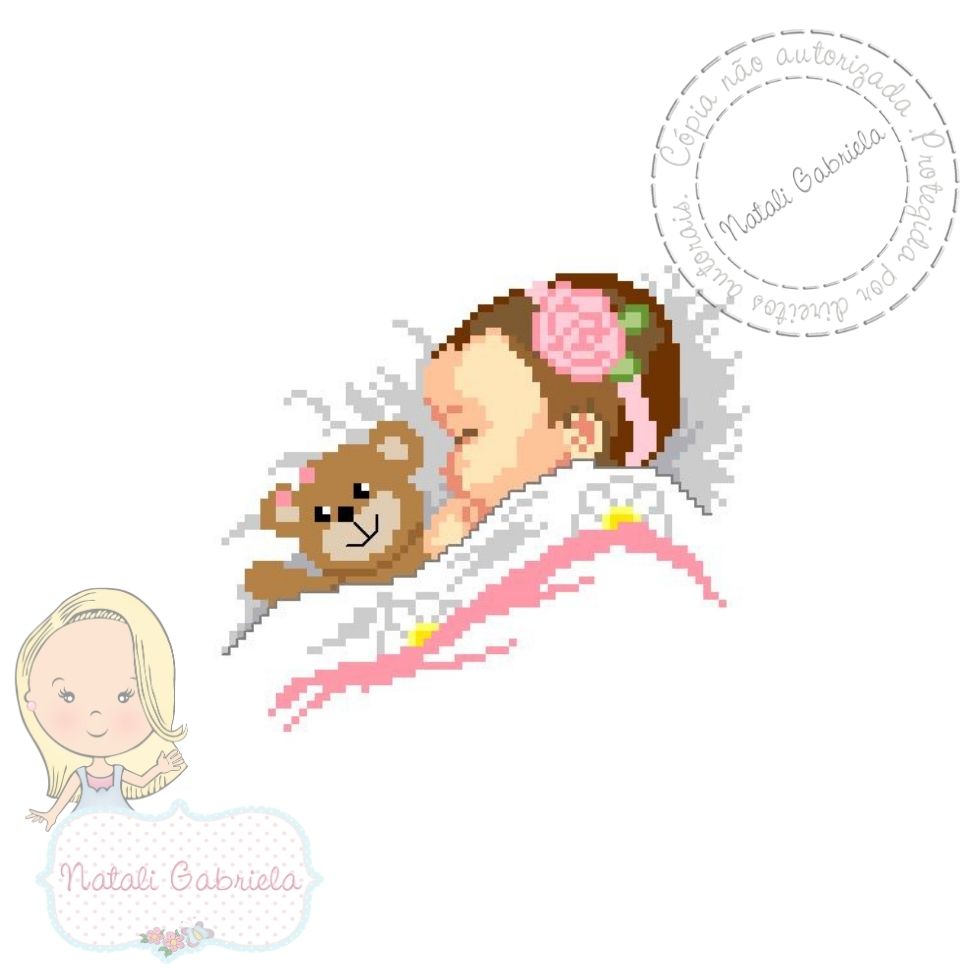 ponto cruz infantil feminino com personagens fofinhos