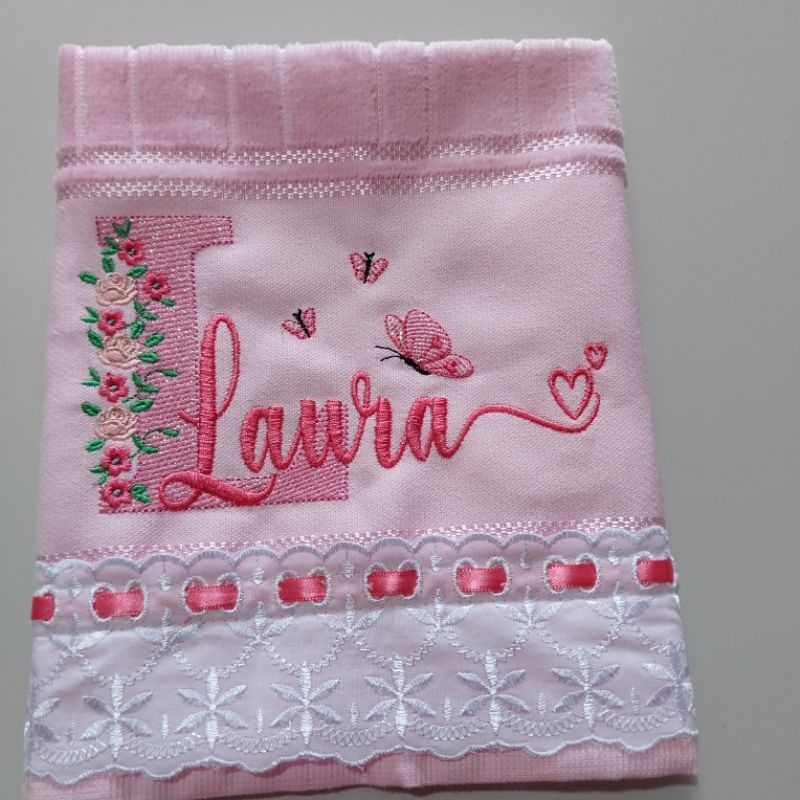 Gráfico ponto cruz flor toalhinha bebê