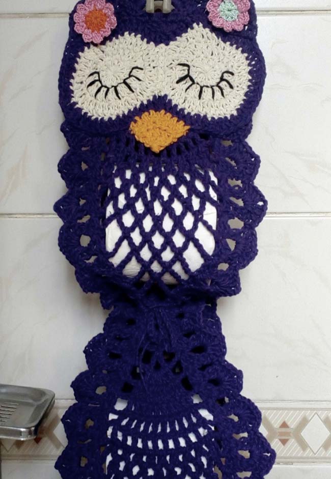 porta papel higiênico de crochê com bicos