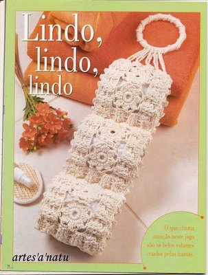 porta papel higiênico de crochê em ponto filê