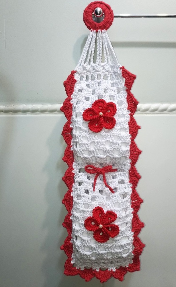 porta papel higiênico de crochê para 3 rolos