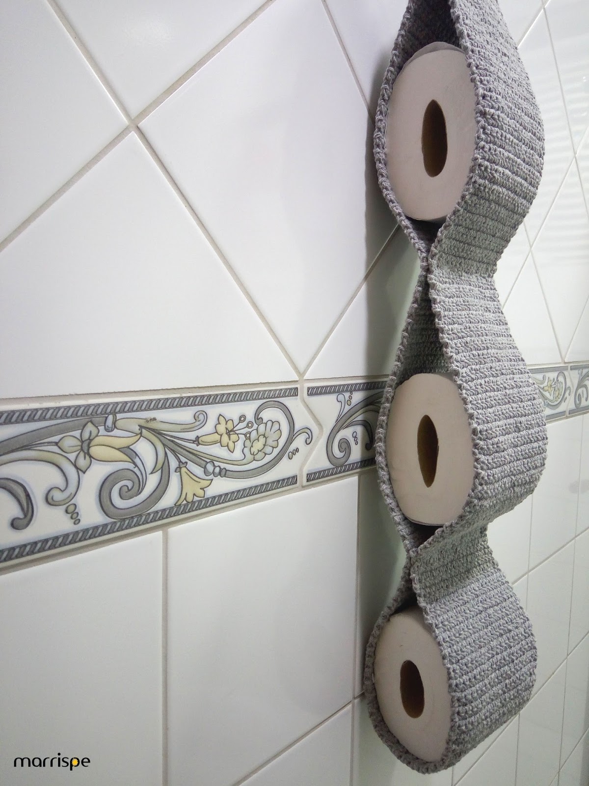 porta papel higiênico de crochê em ponto filê