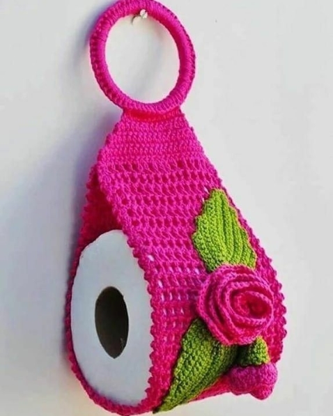 porta papel higiênico de crochê moderno
