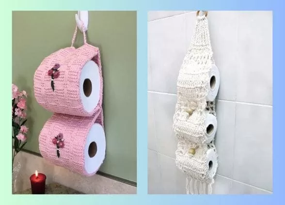 porta papel higiênico de crochê com flor catavento passo a passo
