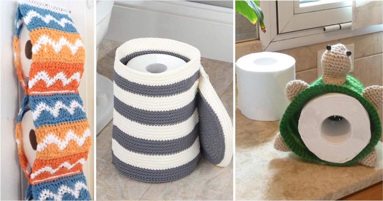 porta papel higiênico de crochê vs porta papel higiênico de tecido