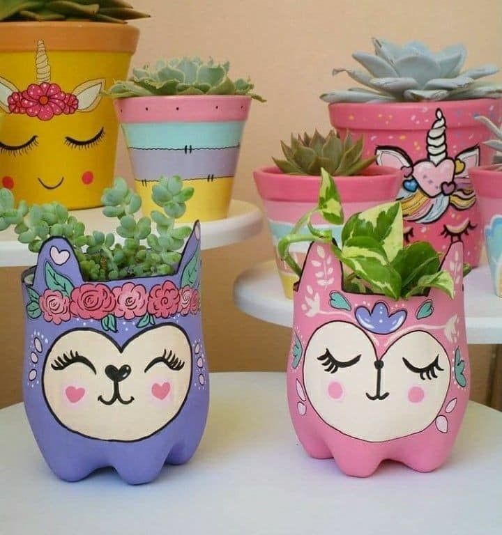 porta treco de garrafa pet com tecido