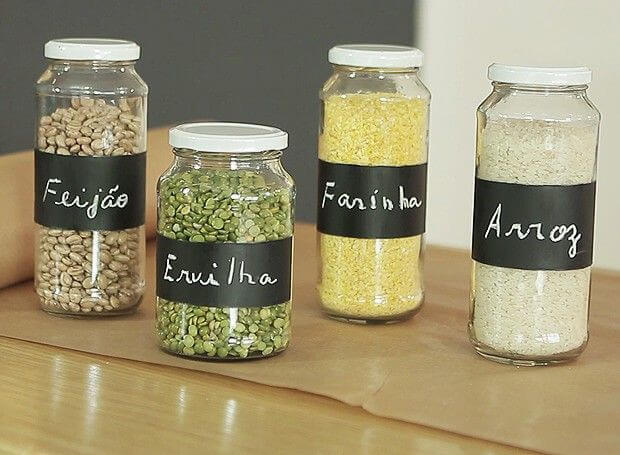 ideias potes vidro decorados para cozinha