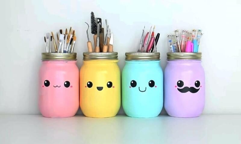 pote de vidro decorado artesanal ou comprado