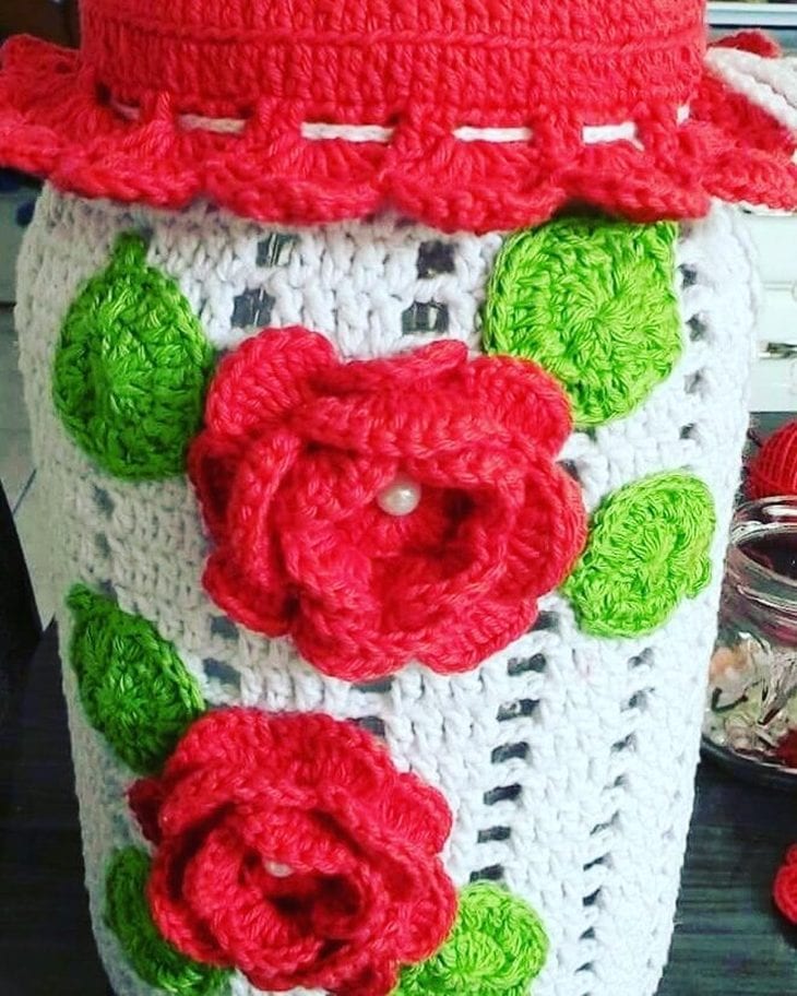 potes de vidro decorados com croche