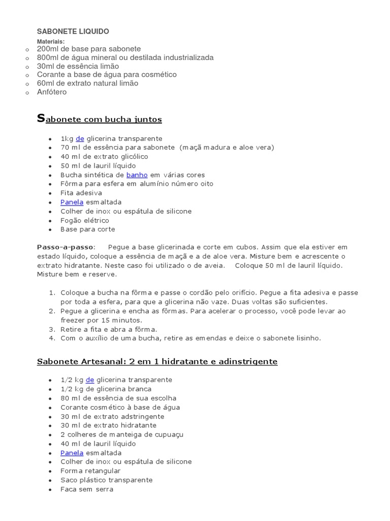 receita de sabonete caseiro facil