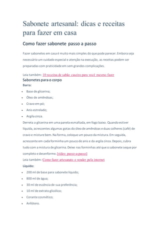 Benefícios do Sabonete Caseiro de Glicerina para a Pele