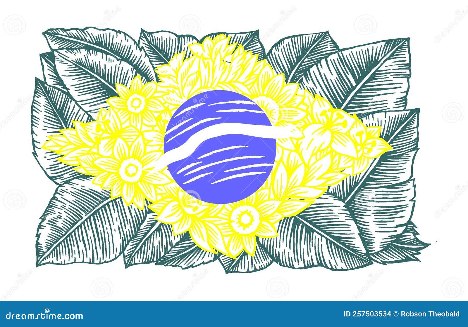 releitura bandeira brasil com elementos da natureza