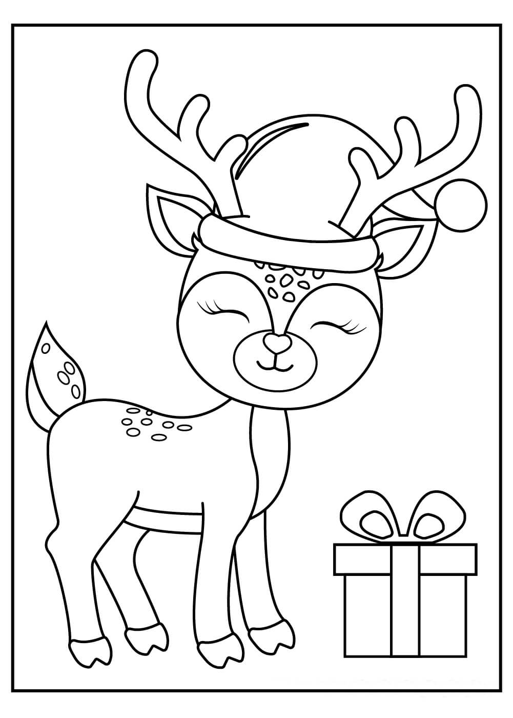 desenho de rena de natal para pintar