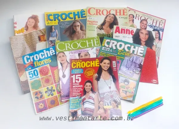 Revistas de crochê com passo a passo detalhado