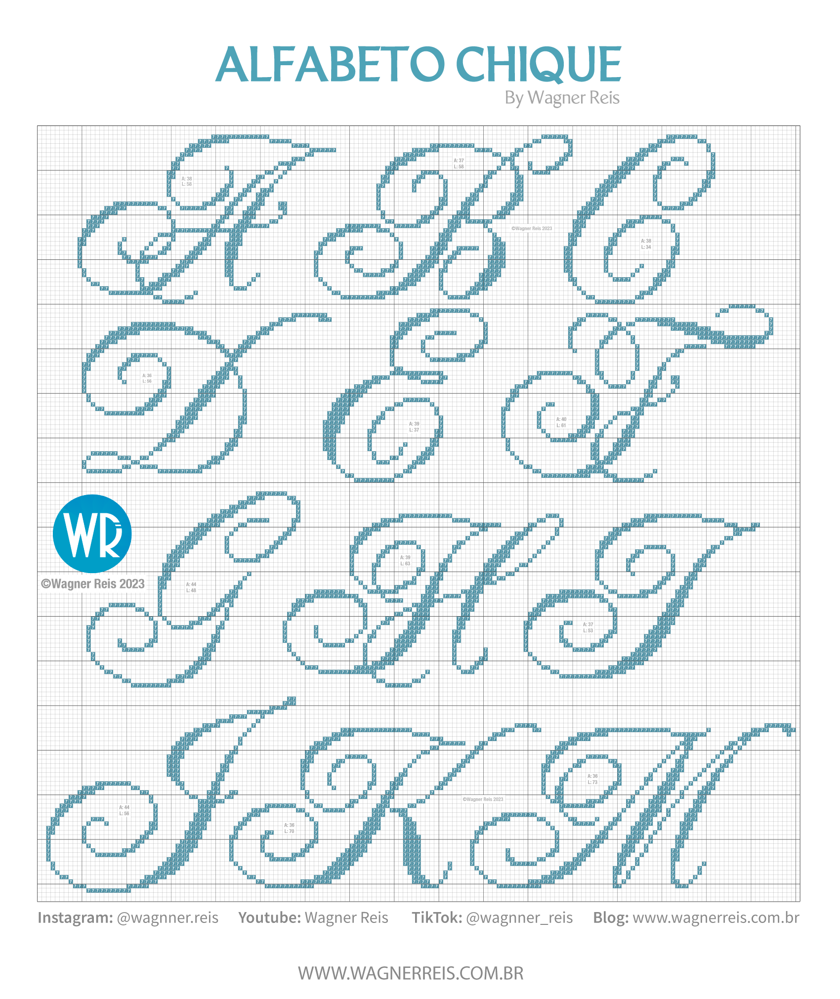 gráficos de letras para bordar ponto cruz