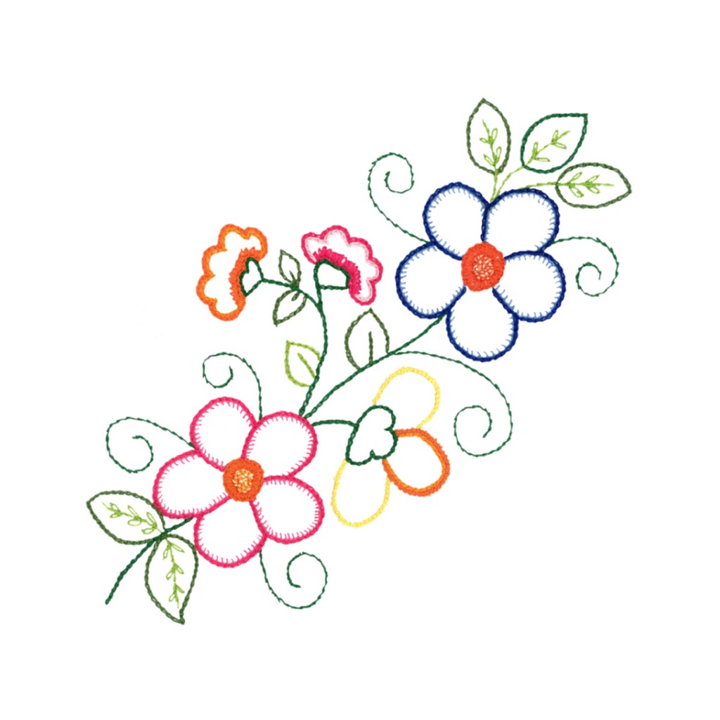 risco flor realista pano prato