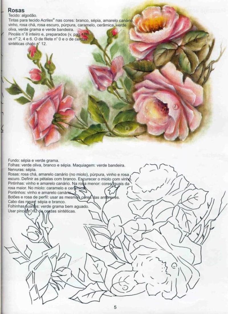 riscos de rosas para patchwork