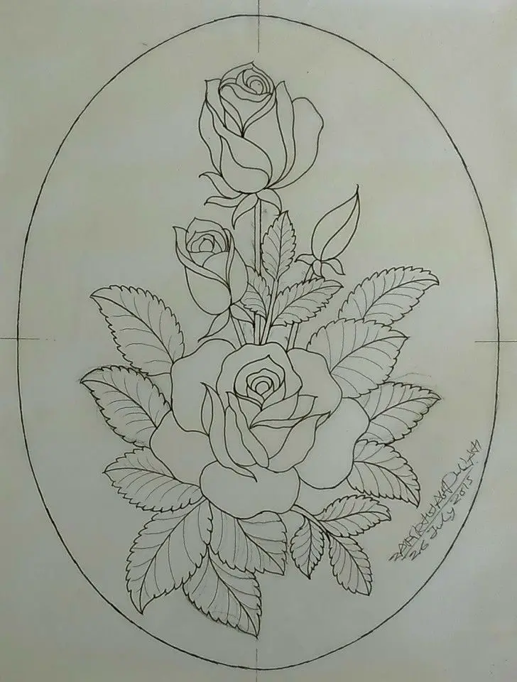 riscos de rosas para aquarela