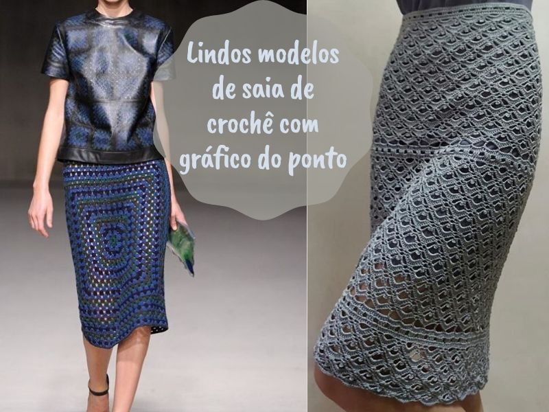 Saia de crochê midi