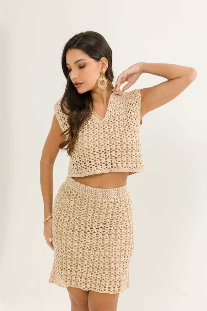 Saia de crochê longa